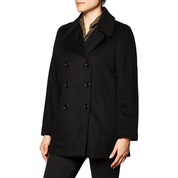 Calvin Klein Women's Peacoat Black 1X new Wool Cashmere Blend Button Up - Picture 4 of 5